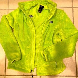 North face fuzzy lime zest green ladies small /petite jacket